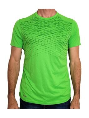 UNIPRO Men’s Medium Athletic T-Shirt Green Short Sleeve Performance Workout Tee